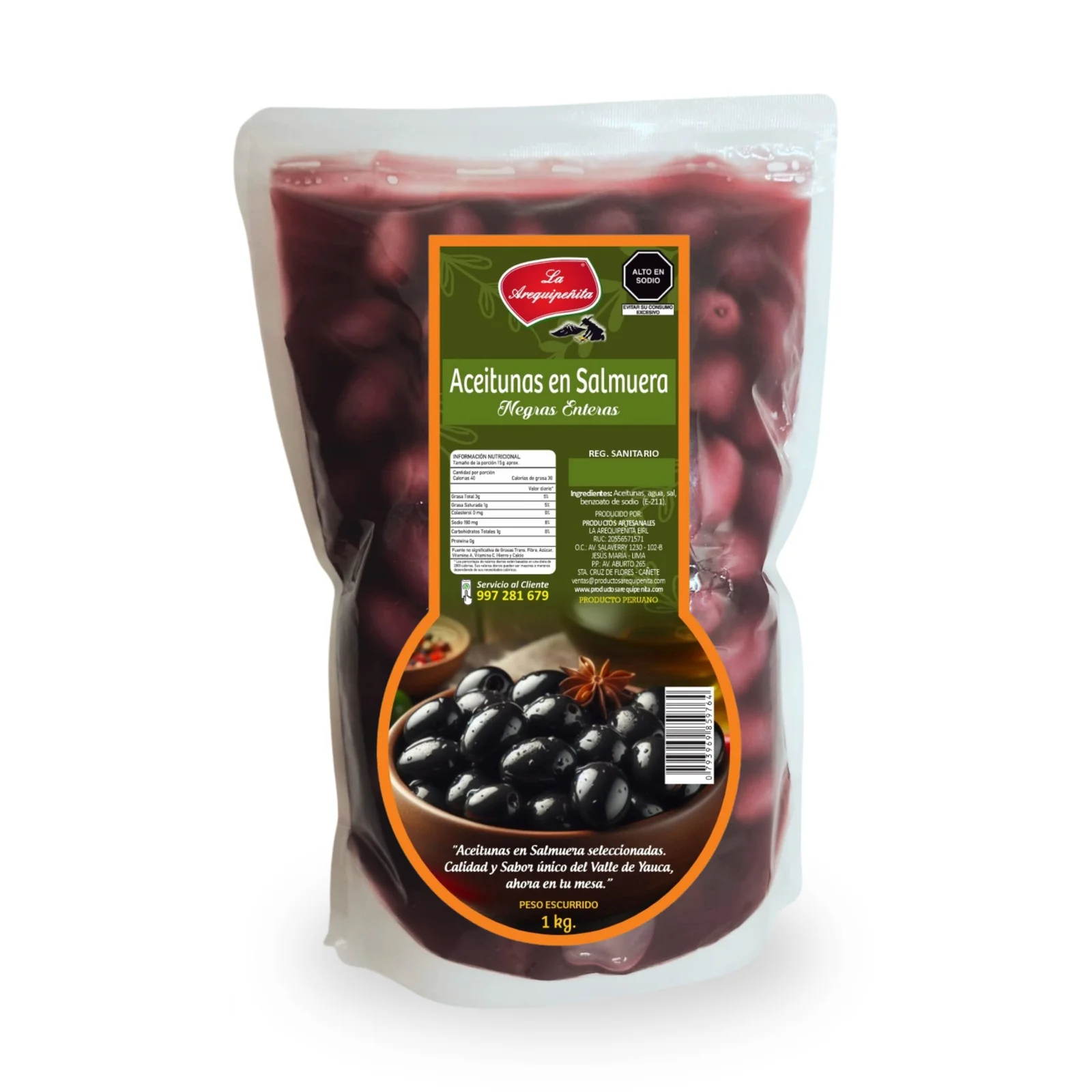 Aceituna Negra Envasada - La Arequipeñita 1 Kg