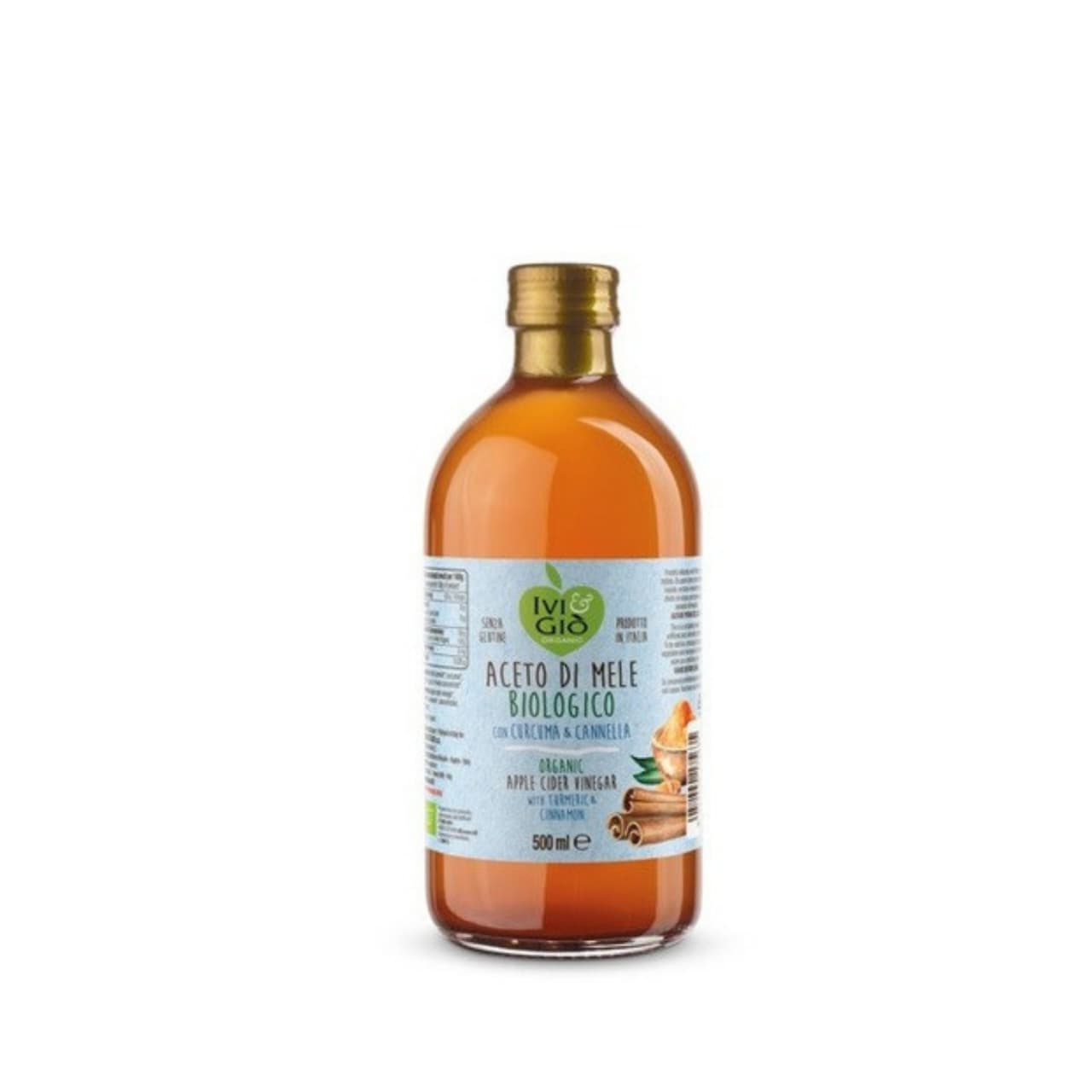 Vinagre De Sidra De Manzana Orgánico Con Cúrcuma y Canela 500 ML